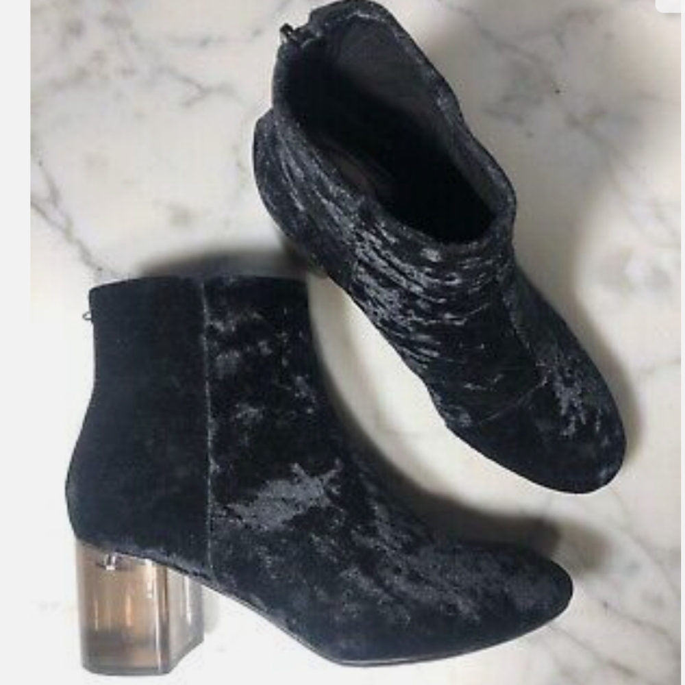 HOST PICK RAG & Bone Drea Black Velvet Boots with clear acrylic heels‼️SALE 😘‼️